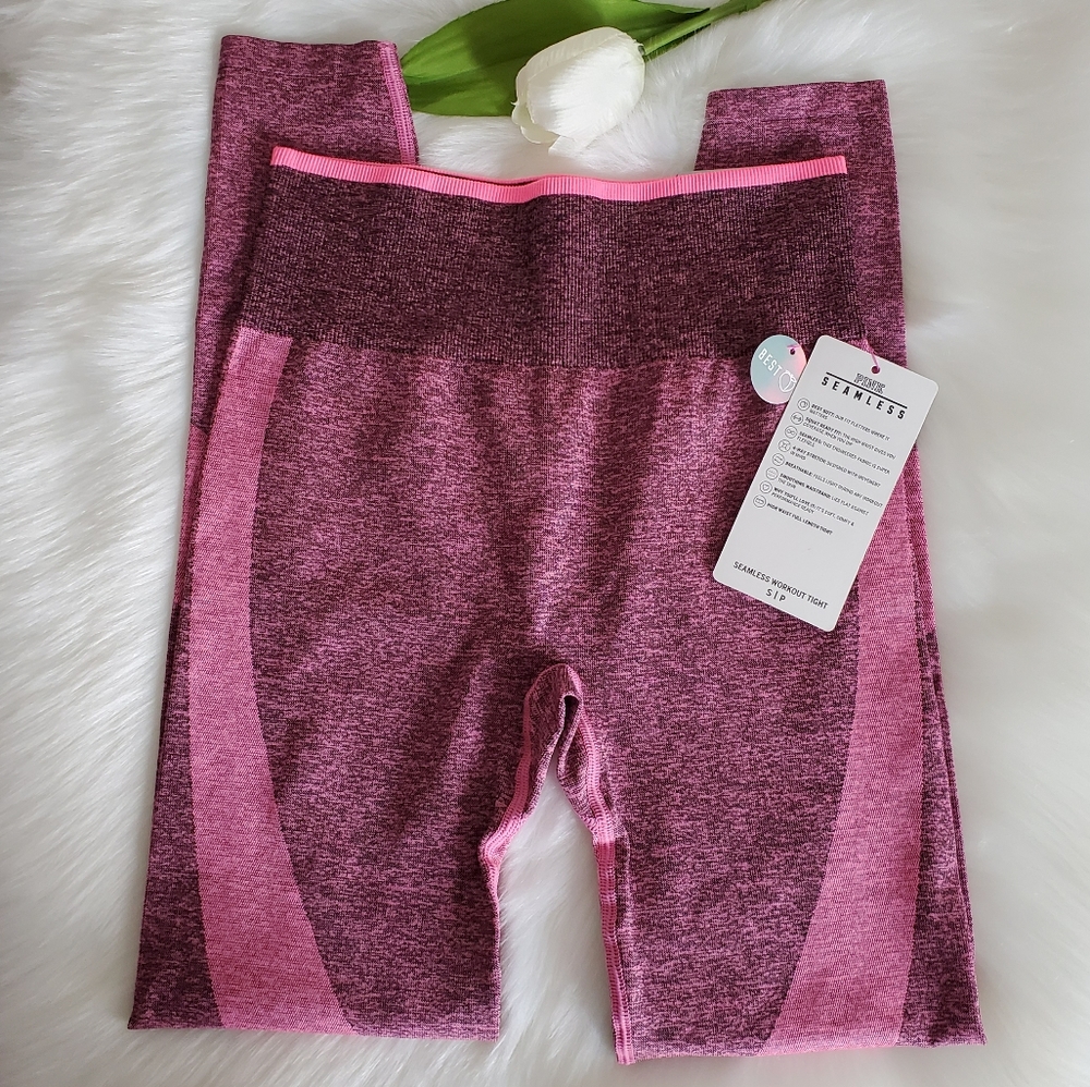PINK VICTORIA'S SECRET SEAMLESS LEGGINGS SIZE S - Picture 3 of 5
